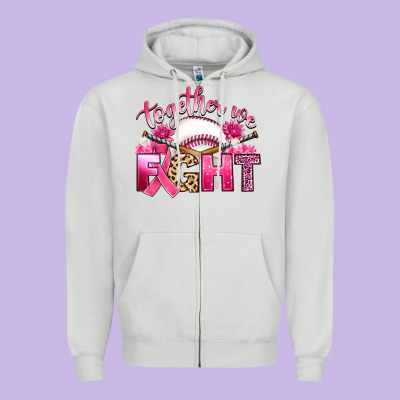 Breast Cancer Together We Fight With Baseball Zipper Hoodie Designed By Artiststas