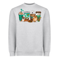 Heather Grey dog coffee cups Heavyweight Sweatshirt - texasbilliewilder