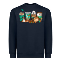 Navy dog coffee cups Heavyweight Sweatshirt - texasbilliewilder