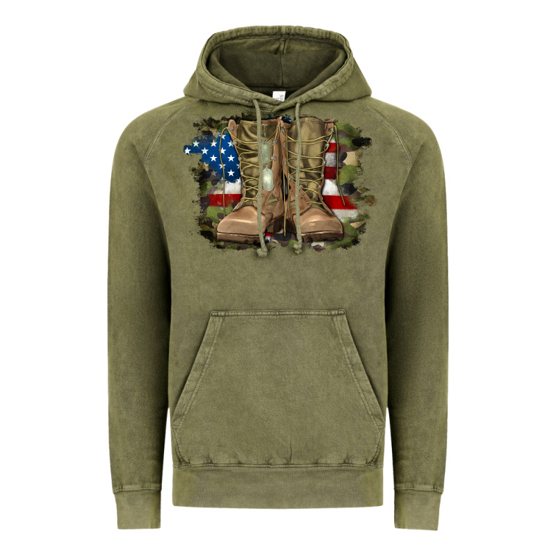 American Flag With Army Boots Vintage Hoodie by RanaPortraitStore | Teevron