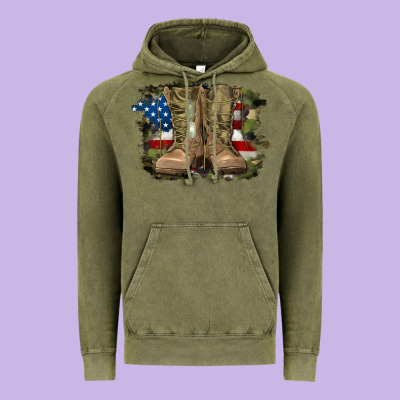Vintage Hoodie american flag with army boots