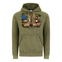 Vintage Olive american flag with army boots Vintage Hoodie - RanaPortraitStore
