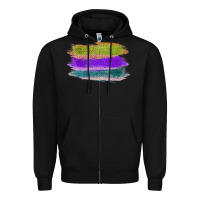 Black Green Purple Cyan Colored Triple Brush Strokes Zipper Hoodie - Bettercallsaul