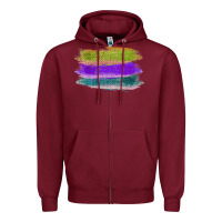 Burgundy Green Purple Cyan Colored Triple Brush Strokes Zipper Hoodie - Bettercallsaul