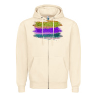 Green Purple Cyan Colored Triple Brush Strokes Zipper Hoodie | Teevron