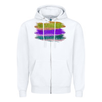 White Green Purple Cyan Colored Triple Brush Strokes Zipper Hoodie - Bettercallsaul