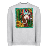Heather Grey Western Christmas Cow Heavyweight Sweatshirt - RanaPortraitStore