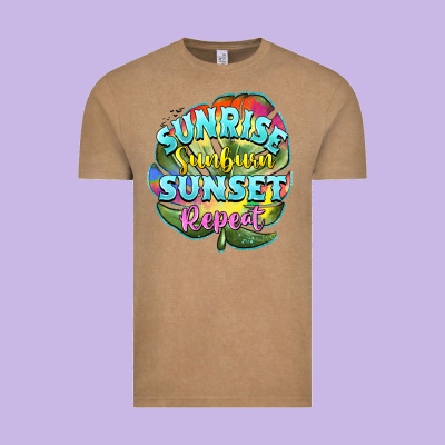 Sunrise Sunburn Sunset Repeat Vintage Tee Designed By Barkaloodesign