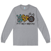 Heather Grey peace love racing Long Sleeve Tee - CowhideDigitalArt