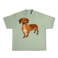 Oil Green dachshund Urban Heavy Tee - RanaPortraitStore