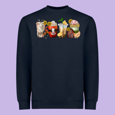 Heavyweight Sweatshirt farm animals coffee cups
