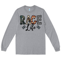 Heather Grey race life Long Sleeve Tee - CowhideDigitalArt