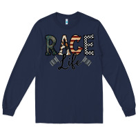 Navy race life Long Sleeve Tee - CowhideDigitalArt