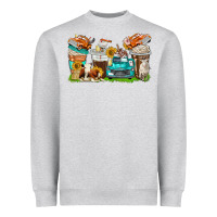 Heather Grey farm truck coffee cups Heavyweight Sweatshirt - texasbilliewilder