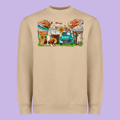 Heavyweight Sweatshirt farm truck coffee cups