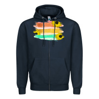 Navy Colored Triple Sunflower Brush Strokes Zipper Hoodie - Bettercallsaul