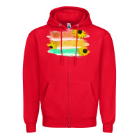 Red Colored Triple Sunflower Brush Strokes Zipper Hoodie - Bettercallsaul