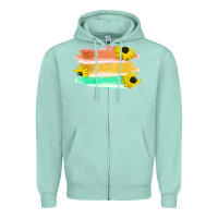 Seafoam Colored Triple Sunflower Brush Strokes Zipper Hoodie - Bettercallsaul