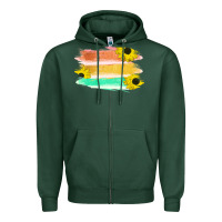Sports Green Colored Triple Sunflower Brush Strokes Zipper Hoodie - Bettercallsaul