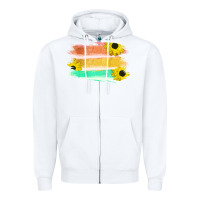 White Colored Triple Sunflower Brush Strokes Zipper Hoodie - Bettercallsaul