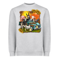 Heather Grey farm truck with farm animals Heavyweight Sweatshirt - texasbilliewilder