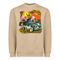 Mushroom farm truck with farm animals Heavyweight Sweatshirt - texasbilliewilder