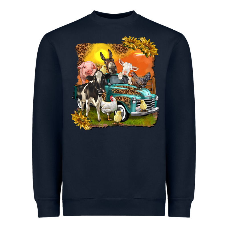 Farm Truck With Farm Animals Heavyweight Sweatshirt by texasbilliewilder | Teevron