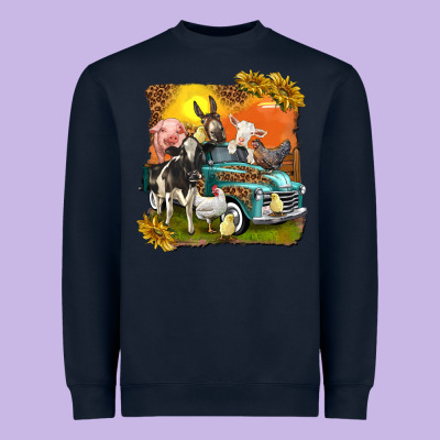 Heavyweight Sweatshirt farm truck with farm animals