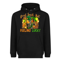 Black dead inside but feeling lucky Heavyweight Hoodie - NancyCooperArtShop