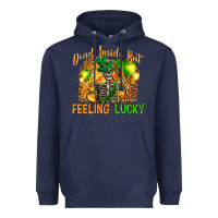 Navy dead inside but feeling lucky Heavyweight Hoodie - NancyCooperArtShop