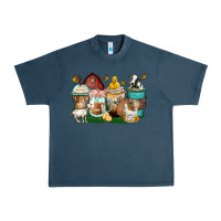 Midnight Navy farm animals coffee cups Urban Heavy Tee - Zillion Design Studio