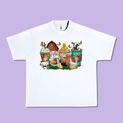 Farm Animals Coffee Cups Urban Heavy Tee Designed By Zillion Design Studio