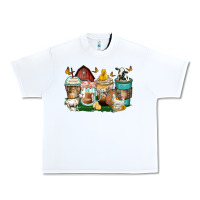 White farm animals coffee cups Urban Heavy Tee - Zillion Design Studio