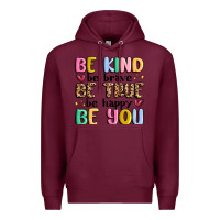 Burgundy be kind be brave be true be happy be you Premium Hoodie - MaliasSmallBusiness