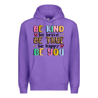 Purple be kind be brave be true be happy be you Premium Hoodie - MaliasSmallBusiness