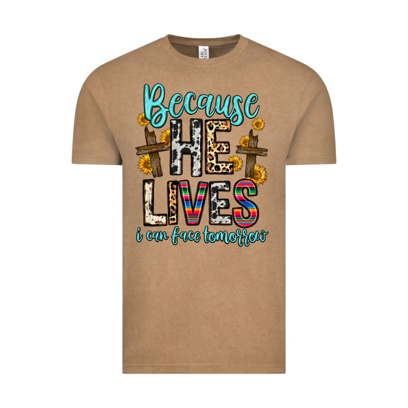 Because He Lives I Can Face Tomorrow Vintage Tee by Zillion Design Studio | Teevron