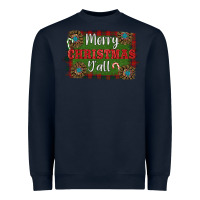 Navy Merry Christmas Y'all Heavyweight Sweatshirt - RanaPortraitStore
