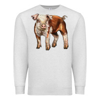 Oatmeal Heather Baby Hereford Pig Premium Sweatshirt - LillyAllenDesigns