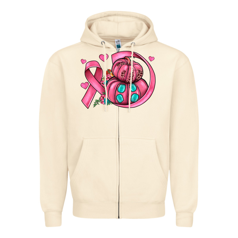 Cancer Ribbon Pumpkins Zipper Hoodie by JahusDesignShop | Teevron