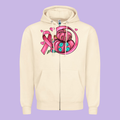 Cancer Ribbon Pumpkins Zipper Hoodie Designed By Jahusdesignshop