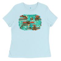 Baby Blue leopard turquoise glitter background Ladies Tee - AdoDesignShop
