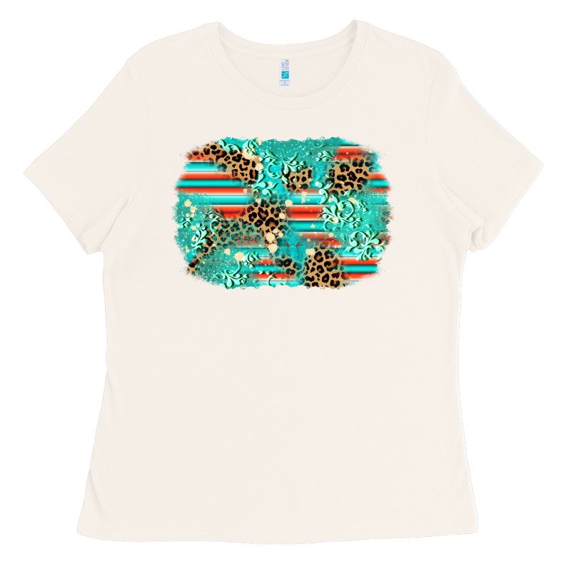Leopard Turquoise Glitter Background Ladies Tee by AdoDesignShop | Teevron