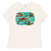 Bone leopard turquoise glitter background Ladies Tee - AdoDesignShop