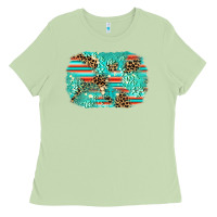 Matcha leopard turquoise glitter background Ladies Tee - AdoDesignShop