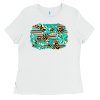 White leopard turquoise glitter background Ladies Tee - AdoDesignShop