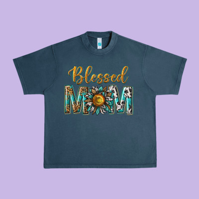 Western Blessed Mom With Sunflower Urban Heavy Tee Designed By Texasbilliewilder