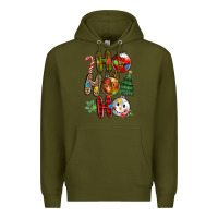 Army Green ho ho ho with Premium Hoodie - MaliasSmallBusiness