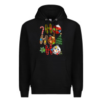 Black ho ho ho with Premium Hoodie - MaliasSmallBusiness