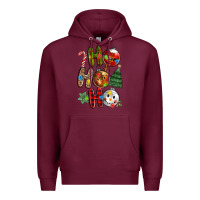 Burgundy ho ho ho with Premium Hoodie - MaliasSmallBusiness