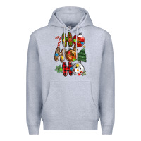 Heather Grey ho ho ho with Premium Hoodie - MaliasSmallBusiness